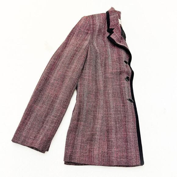 Le Suit Red Woven 3-Button Blazer Suit Jacket Size 8 - Picture 5 of 5